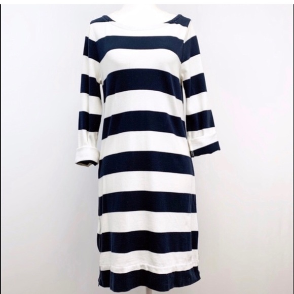 J. Crew Factory Navy/White Striped Dress - Picture 2 of 6